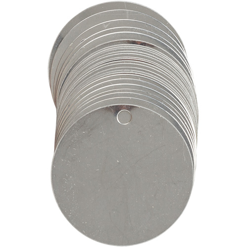 &eacute;tiquettes vierges inscriptibles pour vannes, Acier inoxydable, 2" dia. Action Paper
