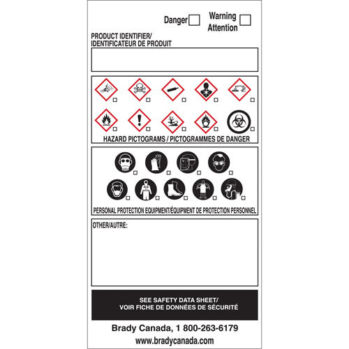 OTS WHMIS Labels, Vinyl, Sheet, 6" L x 3" W Action Paper