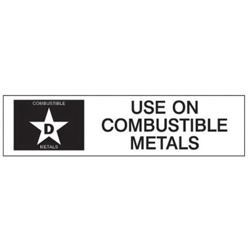 "D: Use on Combustible Metals" Fire Extinguisher Label Action Paper
