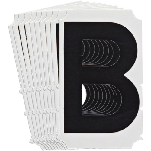 Quick-Align&reg; Individual Gothic Number and Letter Labels, B, 4" H, Black Action Paper