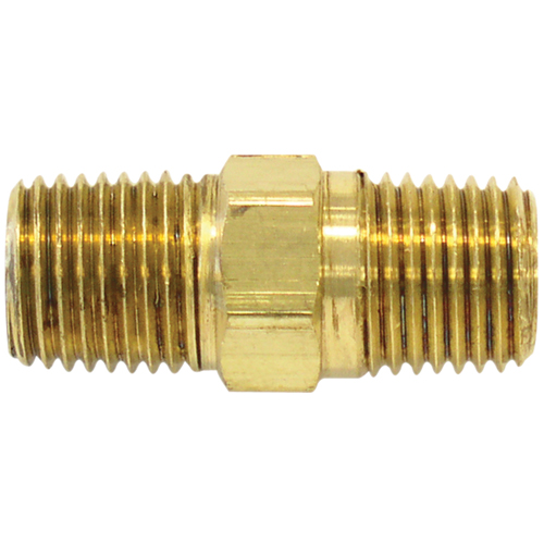 Male Hex Nipple, Brass Action Paper