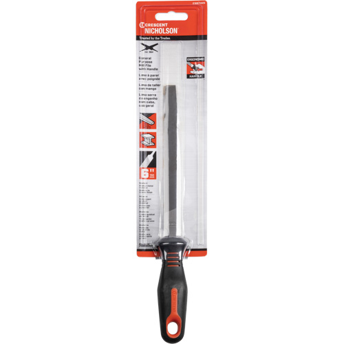 Single Cut File with Ergonomic Handle, Rectangular, 6", Bastard Action Paper
