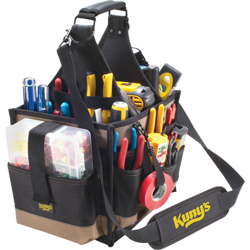 Large Electrical & Maintenance Tool Carrier, Polyester, 23 Pockets, Black Action Paper