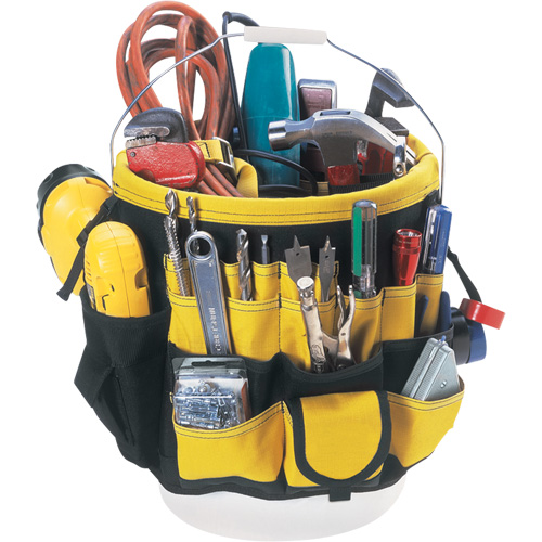 Organisateur pour seau &agrave; outils, 6" lo x 11" la x 12" h, Nylon, Noir/Jaune Action Paper