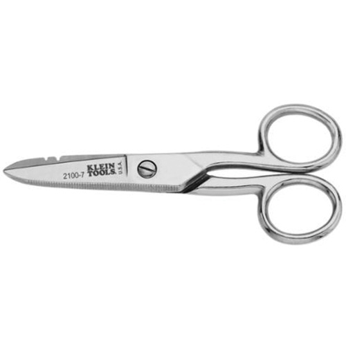 Nickel-Plated Electrician's Scissors, 5-1/4", Rings Handle Action Paper