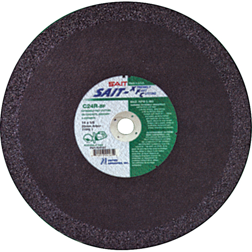 C24R Concrete High Speed Cut-Off Wheel, 12" x 1/8", 1" Arbor, Type 1, Aluminum Oxide, 6300 RPM Action Paper