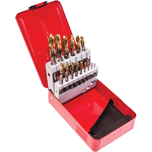 Jobber Drill Set, 15 Pieces, High Speed Steel Action Paper