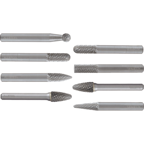 ALLSTEEL Carbide Burr Set, 8 Pieces Action Paper