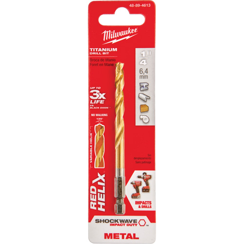 Foret Shockwave, 1/4", Titane, Cannelure 2-15/32", Pointe de 135° Action Paper