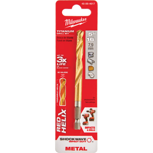 Foret Shockwave, 5/16", Titane, Cannelure 2-39/64", Pointe de 135° Action Paper