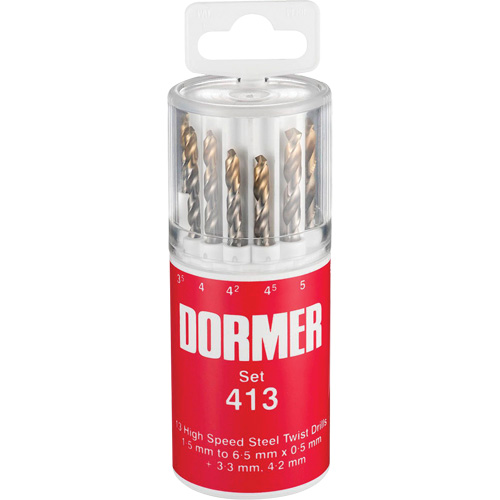 Jobber Drill Bit Set, 13 Pieces, High Speed Steel Action Paper