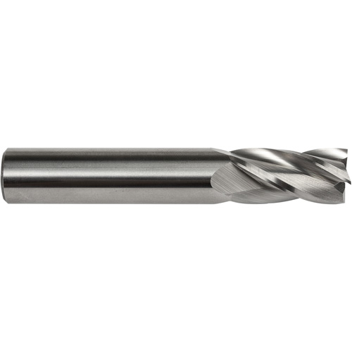 S134 End Mill, 1/8" Dia., 1-1/2" L, 4 Flutes, 1/8" Shank, Carbide Action Paper