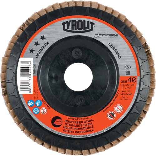 Flap Disc, 4-1/2" x 5/8"-11, Type 27, 40 Grit, Ceramic Action Paper