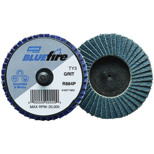 R884P BlueFire&reg; Mini Flap Disc, 3" x Type 27, P40 Grit, Zirconia Alumina Action Paper