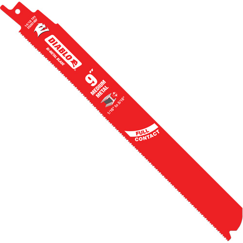 Medium Metal Reciprocating Saw Blade, Bi-Metal, 14-18 TPI, 9" L x 1" W Action Paper