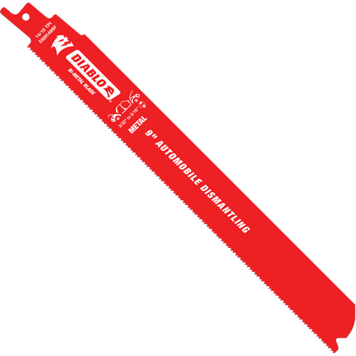Reciprocating Blade for Auto Dismantling, Bi-Metal, 14-18 TPI, 9" L x 1" W Action Paper