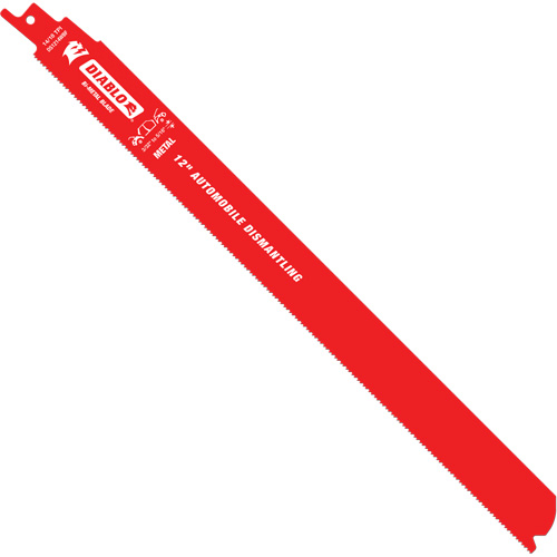 Reciprocating Blade for Auto Dismantling, Bi-Metal, 10-14 TPI, 12" L x 1" W Action Paper