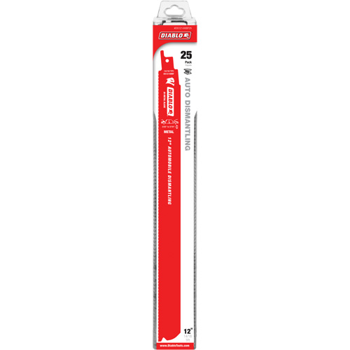 Reciprocating Blade for Auto Dismantling, Bi-Metal, 10-14 TPI, 12" L x 1" W Action Paper
