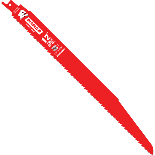 Reciprocating Blade for Thick Metal/Demolition, Bi-Metal, 8-10 TPI, 12" L Action Paper