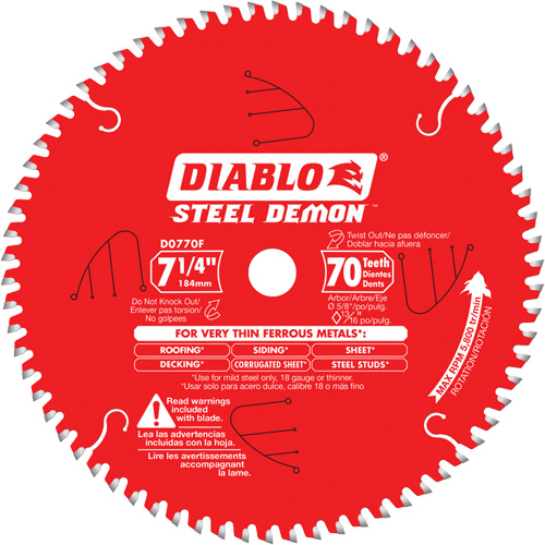 Steel Demon Cutting Saw Blade, 7-1/4", 70 Teeth, Metal Use Action Paper