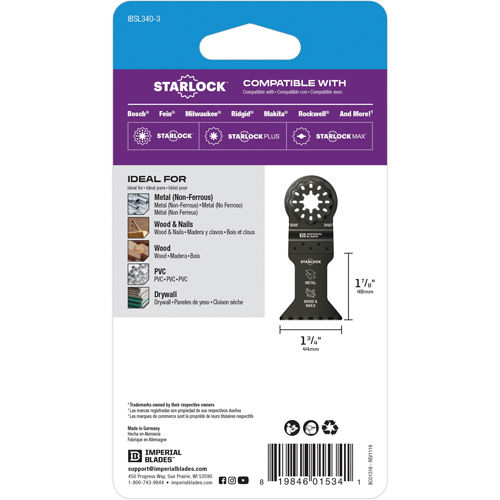 Starlock 1-3/4" Standard Metal Blade Action Paper