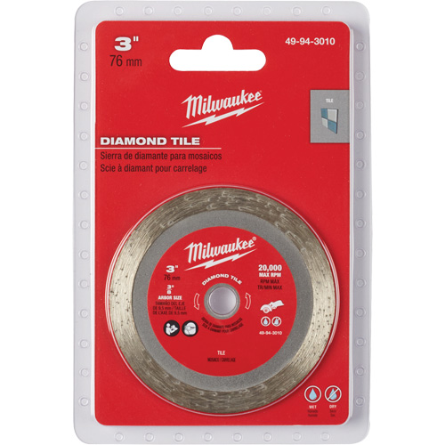 Tile Blade, 3" x 3/8" Arbor, Diamond, 20000 RPM Action Paper