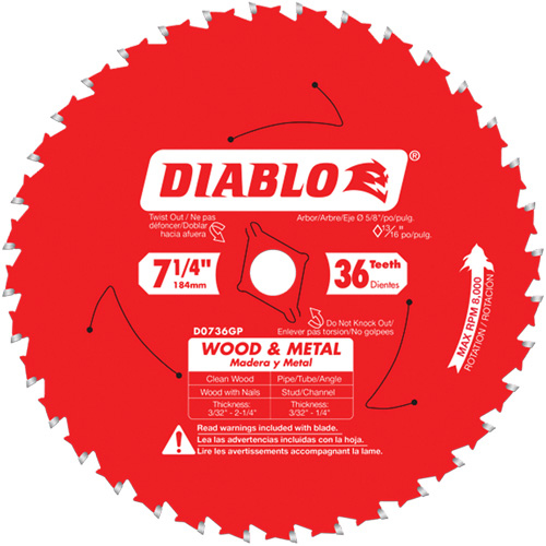 Steel Demon Cermet II Saw Blade, 7-1/4", 36 Teeth, Metal Use Action Paper