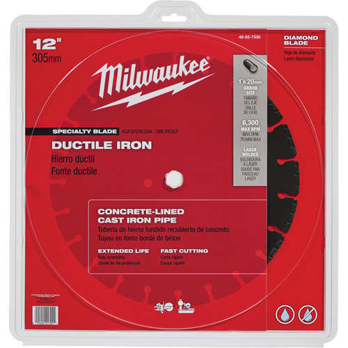 Lame de scie circulaire pour la fonte ductile, 12", Pour Fonte ductile Action Paper