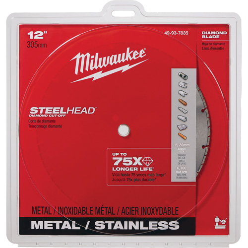 Lame &agrave; tronçonner au diamant Steelhead, 12", Pour M&eacute;tal Action Paper