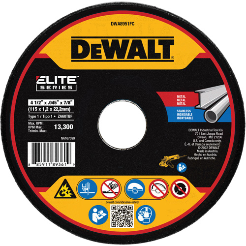 XP Metal Cut-Off Wheel, 4-1/2" x 0.045", 7/8" Arbor, Ceramic, Type 1 Action Paper
