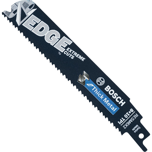Edge Reciprocating Saw Blades, Bi-Metal, 8/10 TPI, 6" L Action Paper