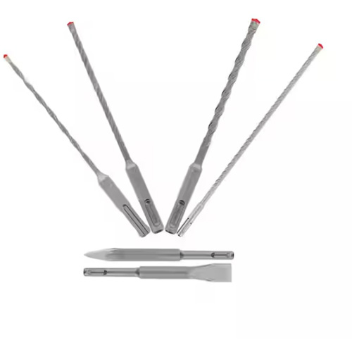 Jeu de forets et burins pour marteau &agrave; t&ecirc;te enti&egrave;rement au carbure &agrave; 4 couteaux SDS-Plus Rebar Demon, 6 morceaux, Carbure Action Paper