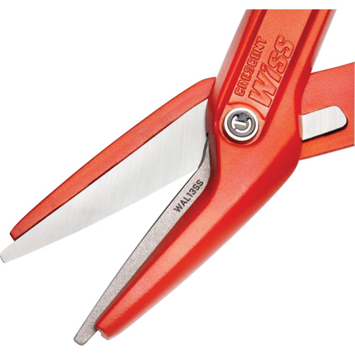 13" Serrated Aluminum Tinner Snip with Dipped Handle, 3" Cut Length, Straight Cut Action Paper