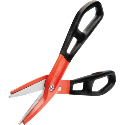 13" Serrated Aluminum Tinner Snip with Dipped Handle, 3" Cut Length, Straight Cut Action Paper