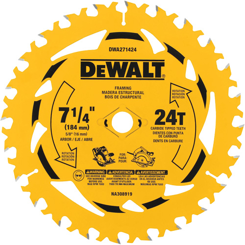 Circular Saw Blade, 7-1/4", 24 Teeth, Wood Use Action Paper