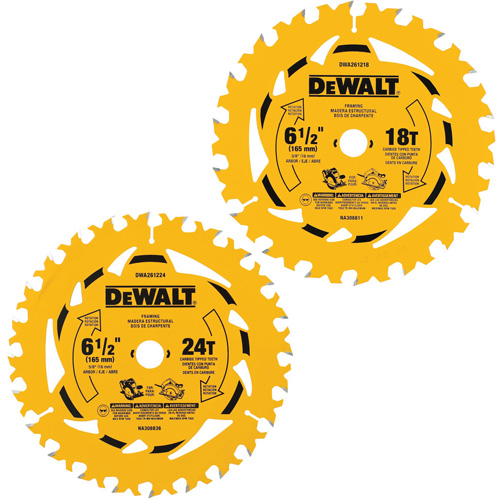 Circular Saw Blade Combo Pack, 6-1/2", 18/24 Teeth, Wood Use Action Paper
