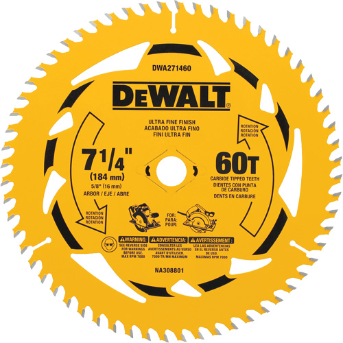 Circular Saw Blade, 7-1/4", 60 Teeth, Wood Use Action Paper