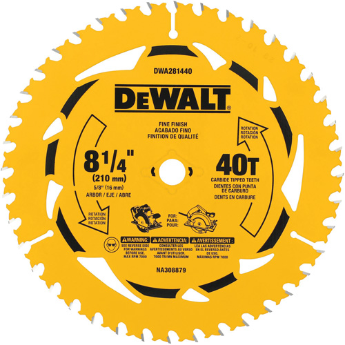 Lame de scie circulaire pour la coupe transversale, 8-1/4", 40 dents, Pour Bois Action Paper
