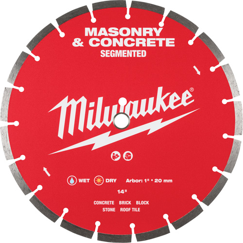 Segmented Masonry & Concrete Diamond Blade, 14", Stone/Concrete/Brick/Tile Use Action Paper