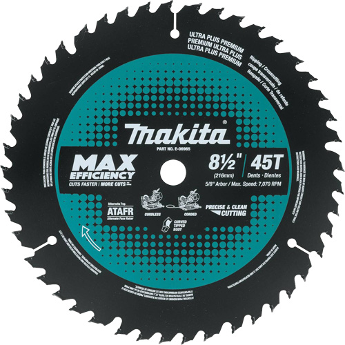 Carbide-Tipped Max Efficiency Miter Saw Blade, 8-1/2", 45 Teeth, Wood Use Action Paper