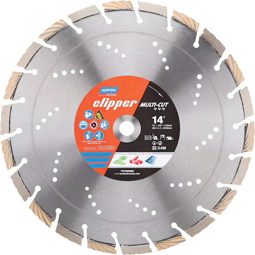 Disque diamant&eacute; Clipper Multi-Cut &agrave; segments, 14", Pour Pierre/B&eacute;ton Action Paper