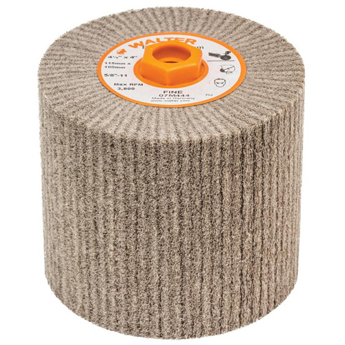 Tambour de conditionnement de surface Blendex, 4-1/2" dia. x 4" la, 5/8"-11 Arbre, Grain Fin Action Paper
