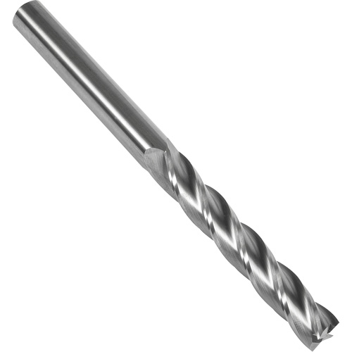 S137 30° Extra Long Square End Mill, 3/8" Dia., 4" L, 4 Flutes, 3/8" Shank, Carbide Action Paper
