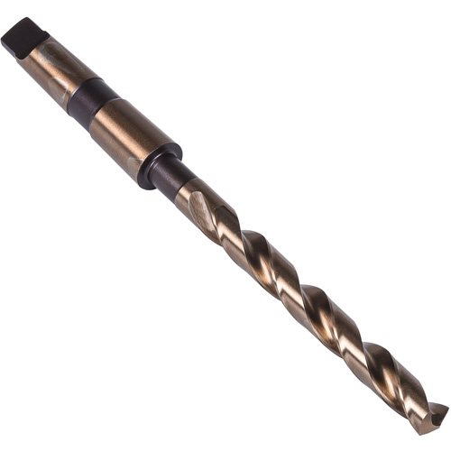 Heavy Duty Taper Shank Drill Bit, 9/16", High Speed Cobalt, 4-7/8" Flute, 135° Point Action Paper