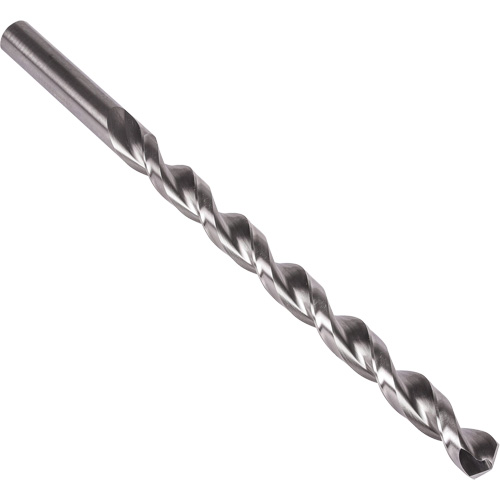 Parabolic Flute Extra Length Drill Bit, 3/16", High Speed Steel, 6" Flute, 135° Point Action Paper