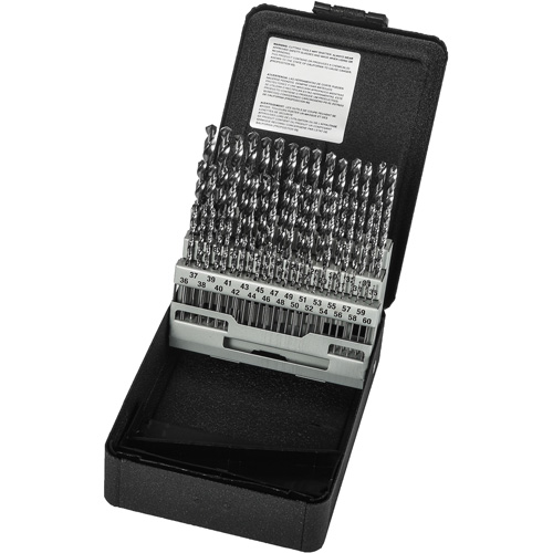 Jobber Length Drill Bit Set, 60 Pieces, High Speed Steel Action Paper