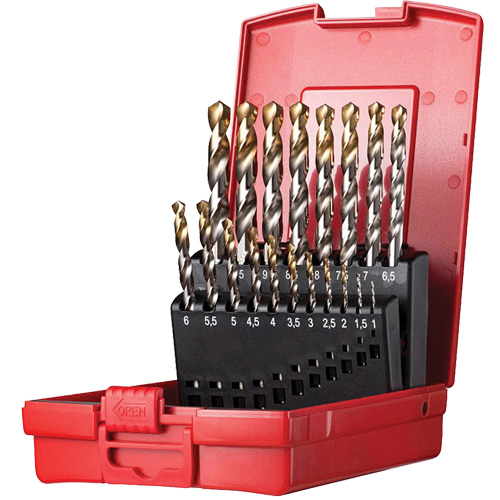 Jobber Length Drill Set, 19 Pieces, High Speed Steel Action Paper
