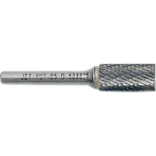 End-Cut Cylindrical Burr, 5/8" Dia., 1/4" Shank, 1" Depth of Cut Action Paper