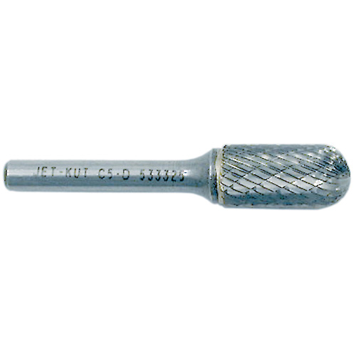 JET-KUT Round Nose Shape Bur, 1/4" Dia., 5/8" Depth of Cut Action Paper