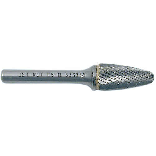 F1-D JET-KUT&reg; Tree Shape Burr with Radius End, 1/4" Dia., 5/8" Depth of Cut Action Paper